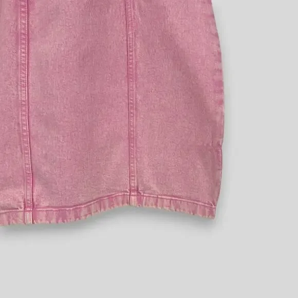 Y2k Vintage Pink Acid Wash Denim Mini Dress Size Small - Picture 4 of 6